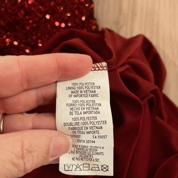 Marina Sequin Boat Neck Dolman Sleeve Blouson Sheath Mini Dress Wine Sz 4 Formal - Picture 11 of 13